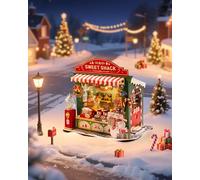 Rolife Miniature Casa Bancarella di dolci di Natale, 170 pezzi Kit Casa in Miniatura DIY, Modellismo da Costruire Adulti Casa delle Bambole in Legno Puzzle 3D per Adolescenti Decorazioni di Natale