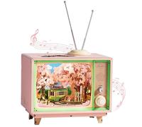 Rolife Puzzle 3D Anime Sakura Tram Decor TV, Puzzle Legno 283 pezzi - Modellino da Costruire con Tram Mobile & LED, Scena cherry blossom, Regalo per Costruire Modellini & Casa