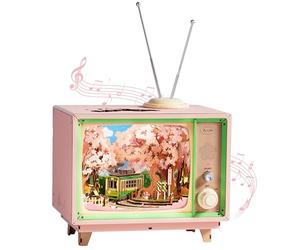 Rolife Puzzle 3D Anime Sakura Tram Decor TV, Puzzle Legno 283 pezzi - Modellino da Costruire con Tram Mobile & LED, Scena cherry blossom, Regalo per Costruire Modellini & Casa