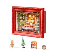 Rolife Puzzle 3D Christmas Eve Party, Puzzle di Legno per Adulti da 125 Pezzi, Kit di Modello con Luci LED, Casa Miniatura Ideale come Decorazione Natalizia e Opera d’Arte per Parete Incorniciata