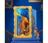 Rolife Starry Night Café Book Nook Kit con Luce Sensore 372 PCS | Casa in Miniatura Ispirata a Van Gogh con Copertura Antipolvere, Puzzle 3D Modellismo in Legno Senza Colla, Regalo Creativo