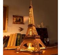 Rolife Torre Eiffel con kit di costruzione modello di luce, puzzle in legno 3D - Parigi Night Light Show-Home Desk Decoration Regalo per adolescenti e adulti