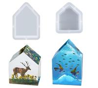 Rolin Roly 2PCS Stampo in Resina Casa Stampi in Silicone Geometria Stampo Epossidico di House Cristallo Per Decorazione Domestica Regalo Fatto Artigianato DIY (2PCS House Molds)