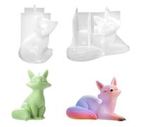 Rolin Roly 3D Resina Epossidica Volpe Stampo Resin Molds Animali in Silicone Stampi per Scrivania, Armadietti, Candele, Gioielli Decorazione (2PCS)