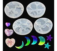 Rolin Roly 4Pcs Stampi in Resina Cuore Silicone Stampi per Colata di Gioielli Stella Luna DIY Orecchini Ciondoli Strumenti Stampi Pendent Bricolage