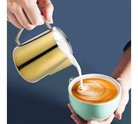 Rolin Roly Bricco Per Latte In Acciaio Inox Caffè con Scala Espresso Pitcher 12oz/350ml Coffee Jugs Barista Cucina Casa Craft Latte Schiuma Brocca Milk Pitcher (Gold)