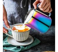 Rolin Roly Bricco Per Latte In Acciaio Inox Caffè con Scala Espresso Pitcher 12oz/350ml Coffee Jugs Barista Cucina Casa Craft Latte Schiuma Brocca Milk Pitcher (Colorful)