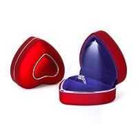 Rolin Roly Scatola per Anelli a Forma di Cuore Ring Box con Luce LED Confezione Regalo in Velluto per Anello per Matrimonio San Valentino Fidanzamento (Red Heart Ring Box)