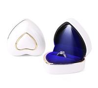 Rolin Roly Scatola per Anelli a Forma di Cuore Ring Box con Luce LED Confezione Regalo in Velluto per Anello per Matrimonio San Valentino Fidanzamento (White Heart Ring Box)