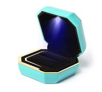 Rolin Roly Scatola per anelli con luce a LED Ottagonale Scatola di Nozze Scatola Anelli di Fidanzamento Scatola da Esposizione Matrimonio Fidanzamento (Blue octagonal ring box)