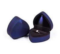 Rolin Roly Scatola per anelli in velluto con luce a LED Ring Box Velluto portagioie a forma di cuore per matrimonio fidanzamento propositio, pelle, Pelle