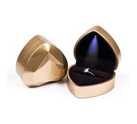 Rolin Roly Scatola per Anello con Luce LED Velvet Ring Box Portagioie per Anello Scatola Portatutto Cuore Forma Box Proposta Matrimonio Fidanzamento (gold)