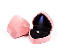 Rolin Roly Scatola per Anello con Luce LED Velvet Ring Box Portagioie per Anello Scatola Portatutto Cuore Forma Box Proposta Matrimonio Fidanzamento (pink)