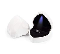 Rolin Roly Scatola per Anello con Luce LED Velvet Ring Box Portagioie per Anello Scatola Portatutto Cuore Forma Box Proposta Matrimonio Fidanzamento (white)