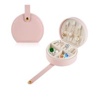 Rolin Roly scatola portagioie da viaggio piccolo portagioie da donna Custodia per gioielli da viaggio per collane, bracciali, orecchini (Rosa)