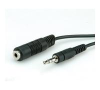 ROLINE 3.5mm Cable ST/BU, 5m cavo audio Nero (ROLINE 3.5mm Jack Extension Cable. M/F. Black 5.0m) NEW
