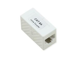 ROLINE Accoppiamento RJ45 Cat6A UTP Mini Inline Connettore di Rete LAN Accoppiatore Cavo Adattatore Ethernet RJ45 Femmina a Femmina 1:1 Patch Cable Extension Bianco