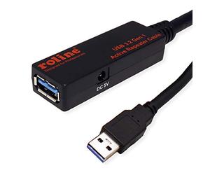 ROLINE CABLE USB 3.0/3.2 GEN 1 PROLONGADOR ACTIVO 10 METROS NEGRO R