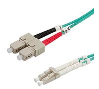 ROLINE | Cavo jumper in fibra ottica | 50/125µm | LC/SC | OM3 | Turchese | 2.0 m