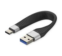 ROLINE Cavo USB 3.2 Gen 2 in silicone, C-A, ST/ST, 10 Gbit/s, Emark, nero, 11 cm