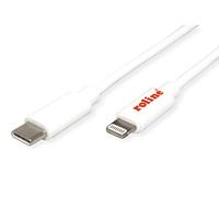 ROLINE Cavo USB per sincronizzazione e ricarica, tipo C, connettore Lightning, bianco, 1 m