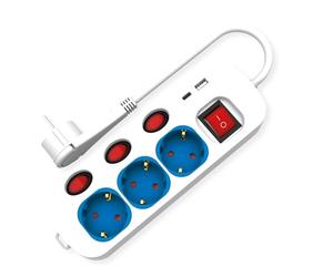 ROLINE Ciabatta elettrica a 3 prese con interruttore, caricatore USB C, 3 m