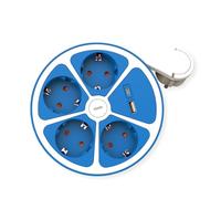 ROLINE Ciabatta elettrica a 4 prese con interruttore, rotonda, caricatore USB C, blu, 3 m