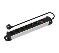 ROLINE Ciabatta elettrica a 6 prese, con interruttore on/off, alloggiamento in alluminio, nero/argento, 1,5 m