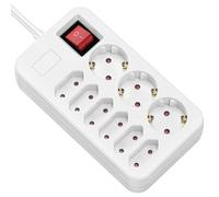 ROLINE Ciabatta elettrica a 9 prese con interruttore, cavo da 3 m, 3 contatti di protezione + 6 prese europee, 230 V/10 A, slot ruotati a 45°, sicurezza bambini, interruttore illuminato, presa