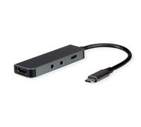 ROLINE Docking station tipo C, 4K HDMI, 2 X 3,5 mm audio (TRRS + TRS)