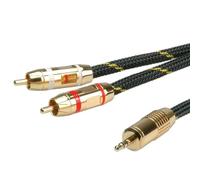 ROLINE GOLD Cavo di collegamento audio stereo da 3,5 mm - 2 x Cinch (RCA), M/M, 2,5 m