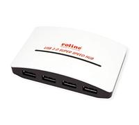 ROLINE Hub USB 3.2 Gen 1 "Black and White", 4 porte, con alimentatore di rete