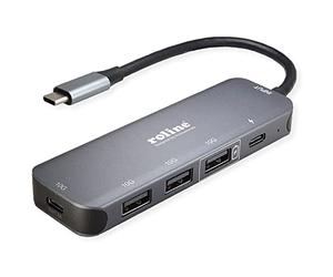ROLINE Hub USB 3.2 Gen 2, 4 ingressi, cavo di collegamento di tipo C