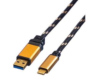 ROLINE USB 0.5m cavo USB 0,5 m USB A USB C Nero, Oro
