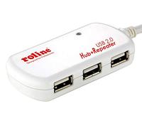 ROLINE USB 2.0 Hub, 4 Ports, with Repeater 12 m Bianco perno e concentratore