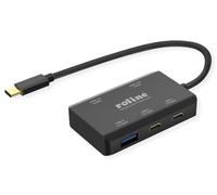 ROLINE USB 3.2 Gen 2 Hub, 4 ingressi (2 USB-A + 2 USB-C), PD, cavo di collegamento di tipo C