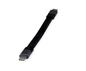 ROLINE USB4 Gen3x2 - Cavo Emark, piatto, C-C, ST/ST, 40 Gbit/s, 100 W, nero, 15 cm