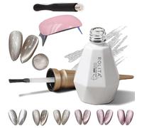 Rolita Gel Polish Cat Eye, Nude Ice-Clear Jade Super Glitter Crystal Con Magnete, Formula Longwear, Con Lampada (Y-22)