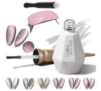 Rolita Gel Polish Cat Eye, Nude Ice-Clear Jade Super Glitter Crystal Con Magnete, Formula Longwear, Con Lampada (Y-25)