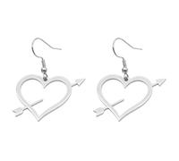 ROLIZHN Orecchini pendenti a forma di cuore in acciaio inossidabile da donna, ala d'angelo, freccia di Cupido, freccia rotta, foglia cuore orecchini pendenti, gioielli boho Love Heart gioielli regali
