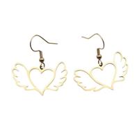 ROLIZHN Orecchini pendenti a forma di cuore in acciaio inossidabile da donna, ala d'angelo, freccia di Cupido, freccia rotta, foglia cuore orecchini pendenti, gioielli boho Love Heart gioielli regali