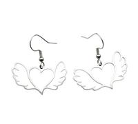 ROLIZHN Orecchini pendenti a forma di cuore in acciaio inossidabile da donna, ala d'angelo, freccia di Cupido, freccia rotta, foglia cuore orecchini pendenti, gioielli boho Love Heart gioielli regali