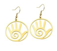 ROLIZHN Orecchini pendenti a spirale con mano di Fatima, protezione contro il malocchio, orecchini a goccia con palma spirituale, stile bohémien, etnici, portafortuna, in acciaio inox, da donna, one