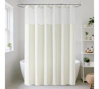 ROLIZOE Tenda da doccia a nido d'ape, per bagno, include 12 ganci in acciaio inox, tessuto strutturato, stile alberghiero, impermeabile, lavabile in lavatrice, colore beige, 183 x 183 cm