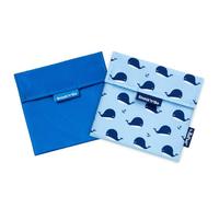 Roll’Eat ® | Pacchetto di 2 Borse per la Merenda | Porta Panini con Imballaggio Riutilizzabile, Porta Alimenti Ecologico senza BPA, Borsa di Stoffa, Colore Blu & Balene