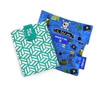 Roll’Eat ®- Pack 2 Unita', Boc'n'Roll Tiles Verde e Snack'n'Go Kids Pirati Azzurro | Sacchetto Porta Panini + Borsa Merenda Porta Sandwich, Riutilizzabili ed Ecologici senza BPA