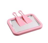 Roll-Maschine - Tragbare Edelstahl Eiscremeplatte, Lebensmittelechte Yogurt Mit 2 Schabern, Schnelle DIY Dessert Herstellung Für Küche Party Camping Sommer Geburtstage