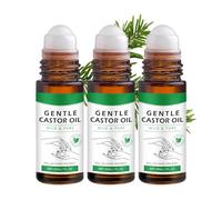 Roll-on olio di ricino dorato biologico di Castorglo, bastone rullo di olio di ricino organico per viso, corpo, sopracciglia, Oli essenziali pressati a freddo per idratare la pelle (3Pcs)