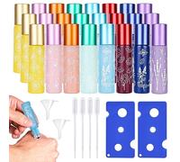 Roll on Vuoto, 24 Pezzi 10ml Colorato Flaconi Roll-On, Roll on Vuoto per Oli Essenziali Con Sfera in Acciaio, Ricaricabili Bottiglia a Rullo in Vetro, Roll on Vuoto per Oli Essenziali, Profumo