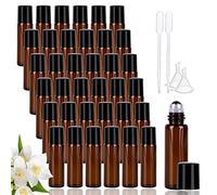 Roll on Vuoto, 36 Pezzi 5ml Flaconi Roll-On per Oli Essenziali, Roll on Vuoto per Oli Essenziali Con Sfera in Acciaio, Ricaricabili Bottiglia a Rullo in Vetro, Ambra Roll on Vuoto per Oli Essenziali